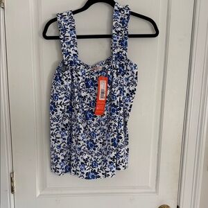 Jude Connally Floral Sleeveless Top in Blue and White